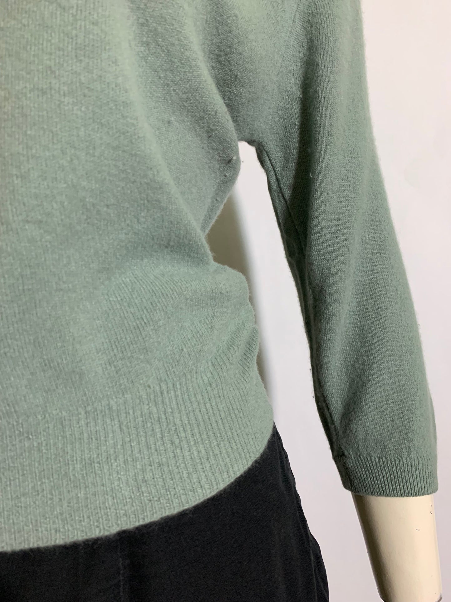 RESERVED Sage Green Orlon Sweater Notched Neckline circa 1960s
