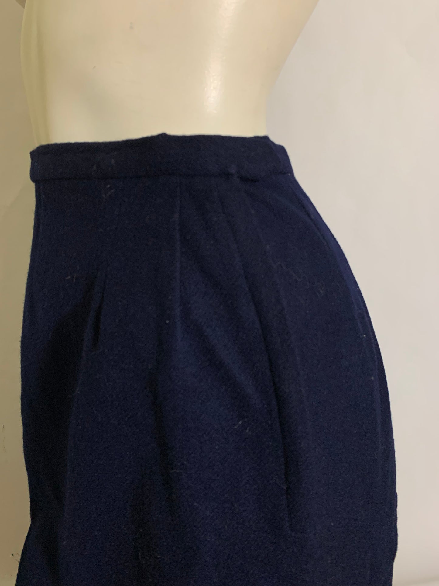 Midnight Blue Wool Pencil Skirt circa 1960s