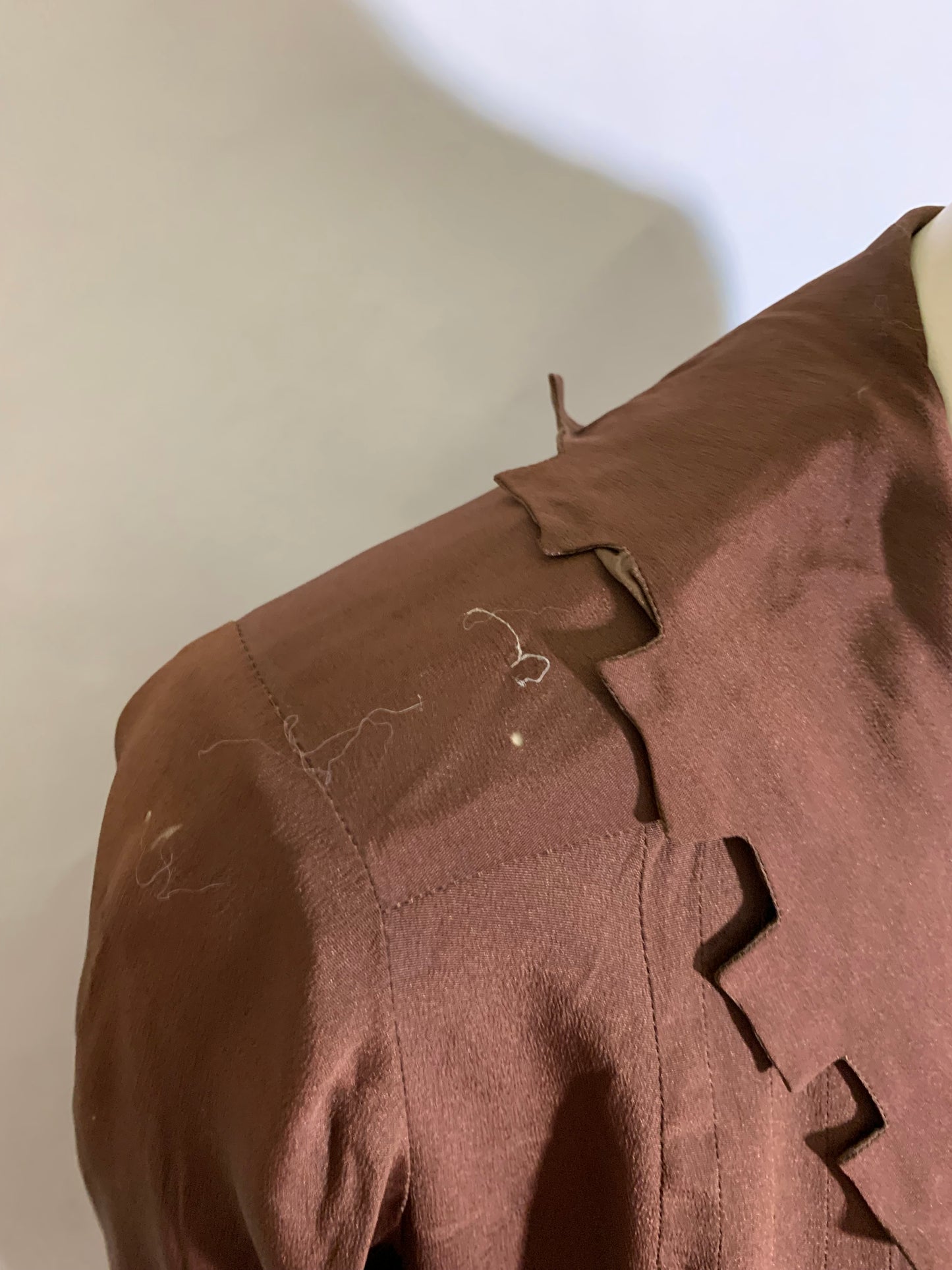 Cinnamon and Brown Silk and Velvet Dress circa 1920s as is