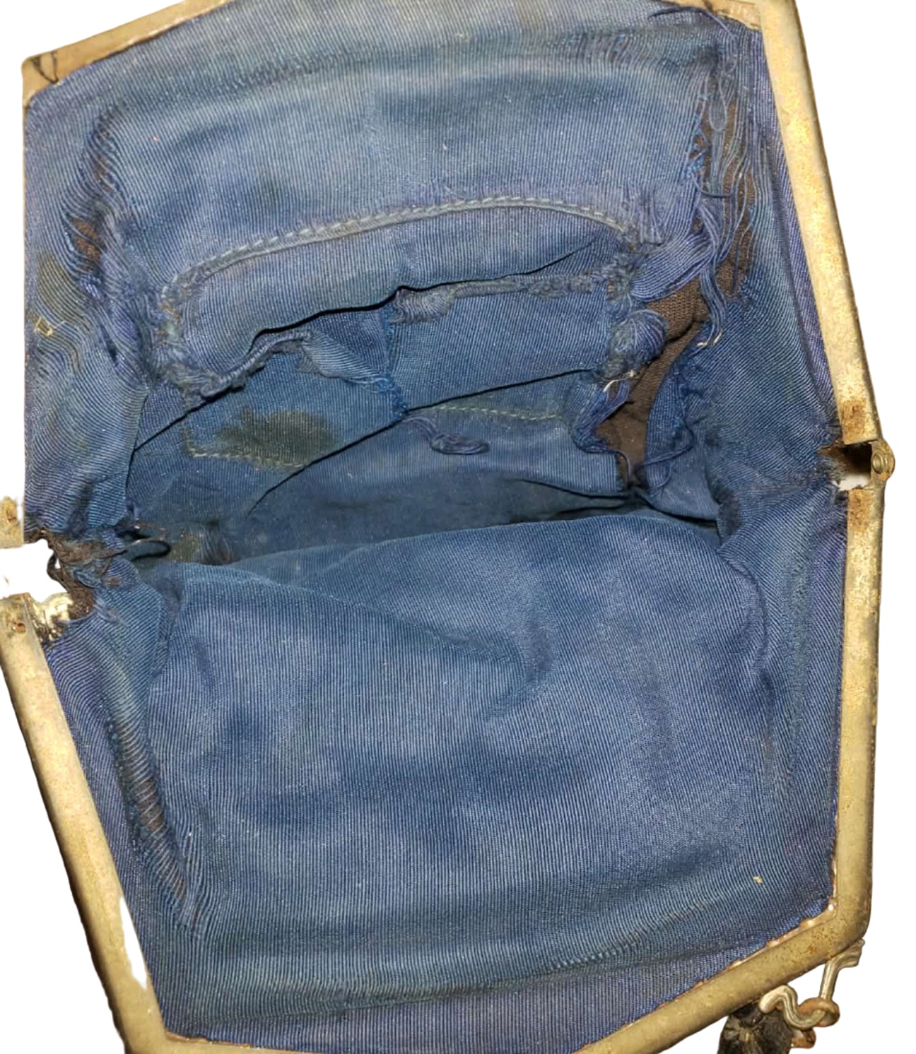 Elegant Metal Frame Black Cotton Velvet Handbag circa 1910s