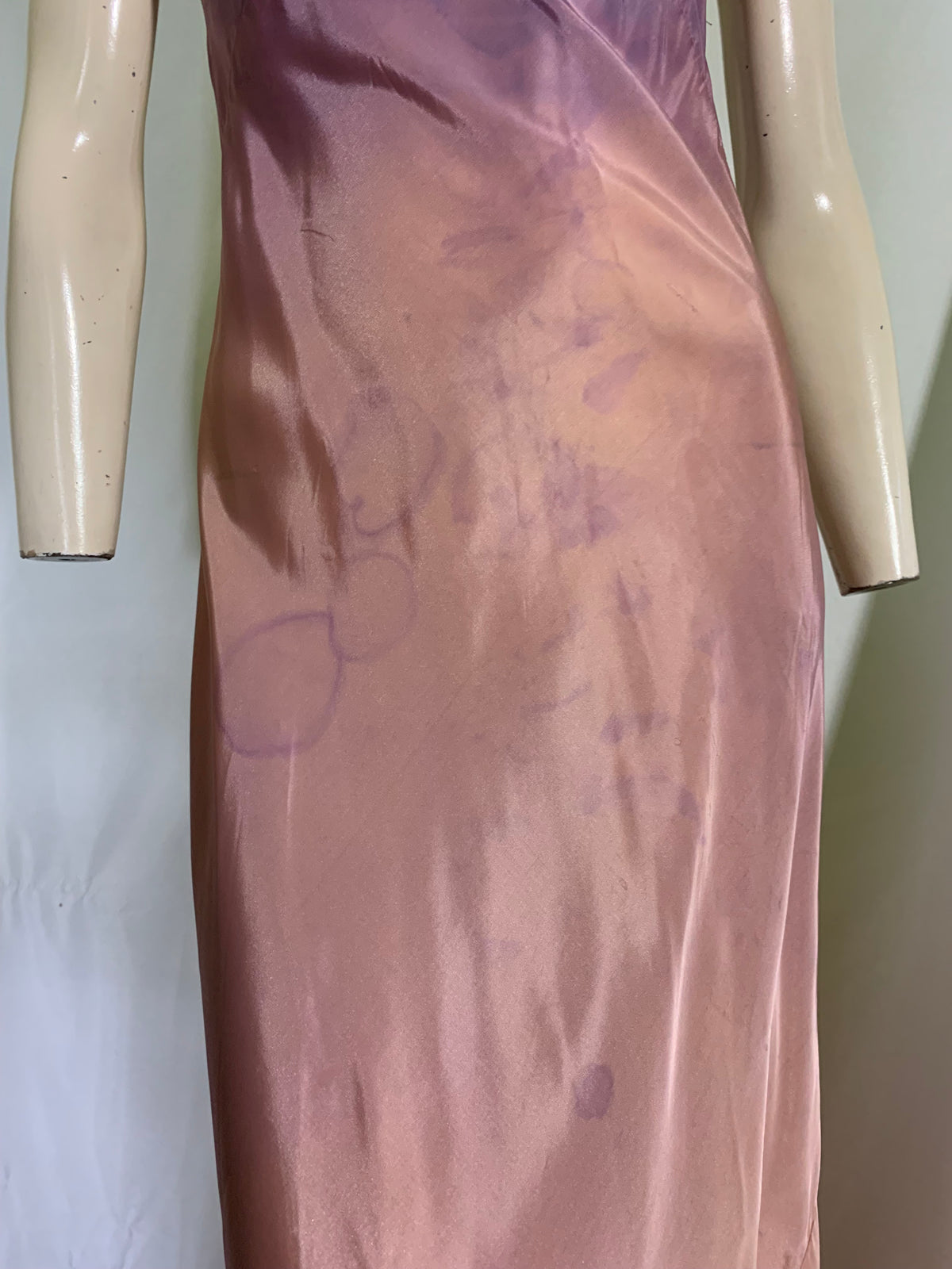 Ombré Dyed Violet and Pink Taffeta Slip Dress circa 1930s