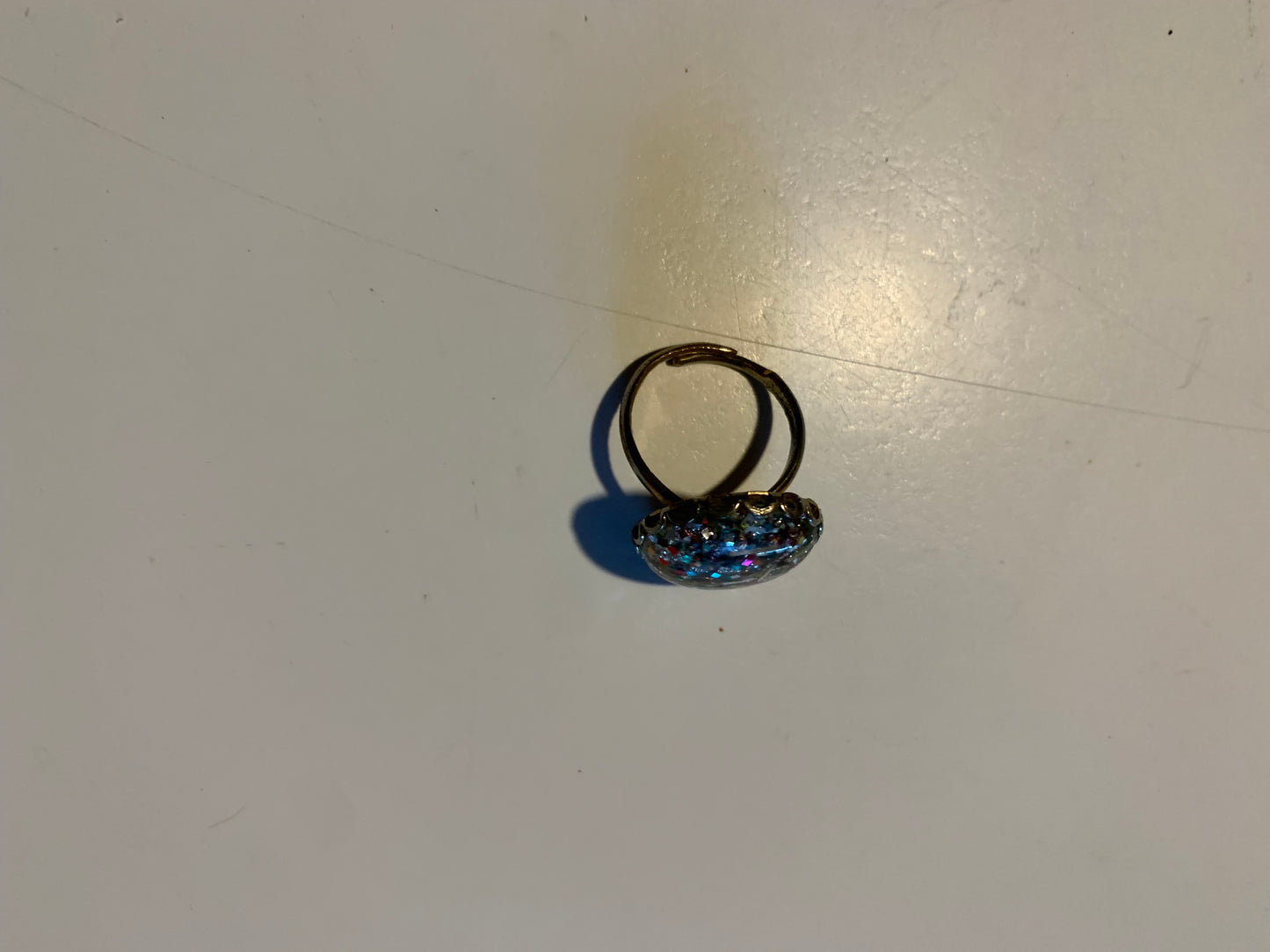 Glitter Confetti Lucite Ring circa 1960s