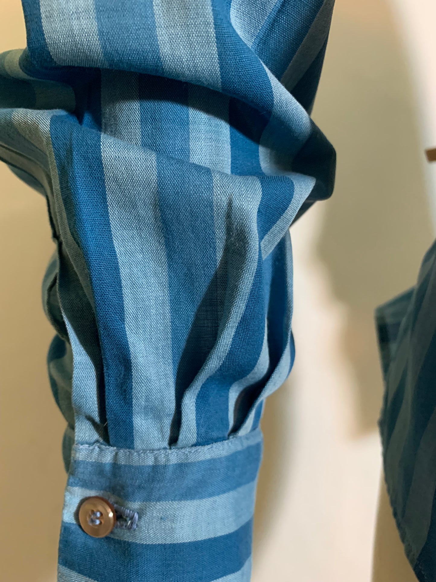 Shade of Blue Striped Cotton Blouse circa 1960s