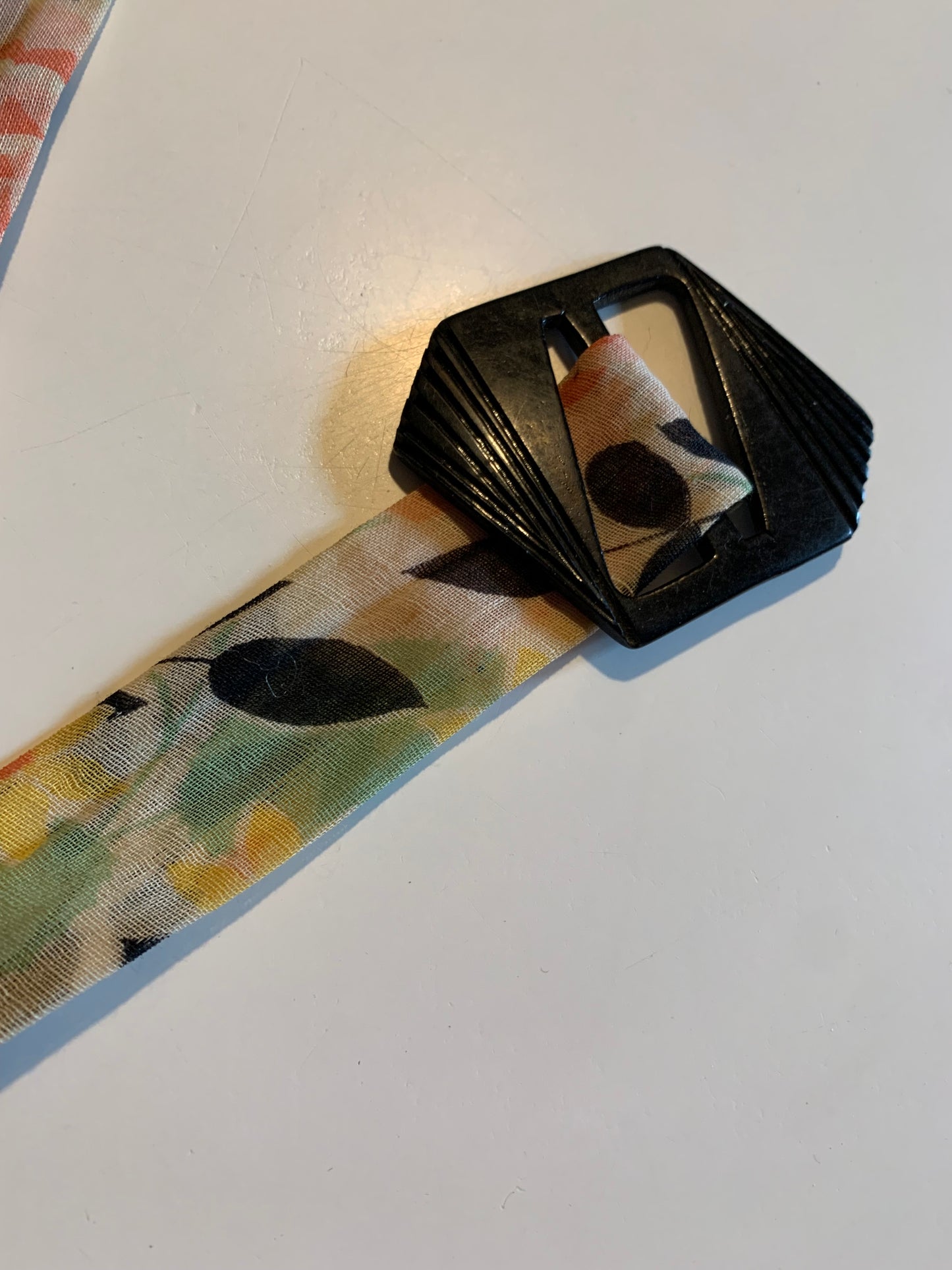 Deco Foliage 1930s Fabric Belt Refurbished