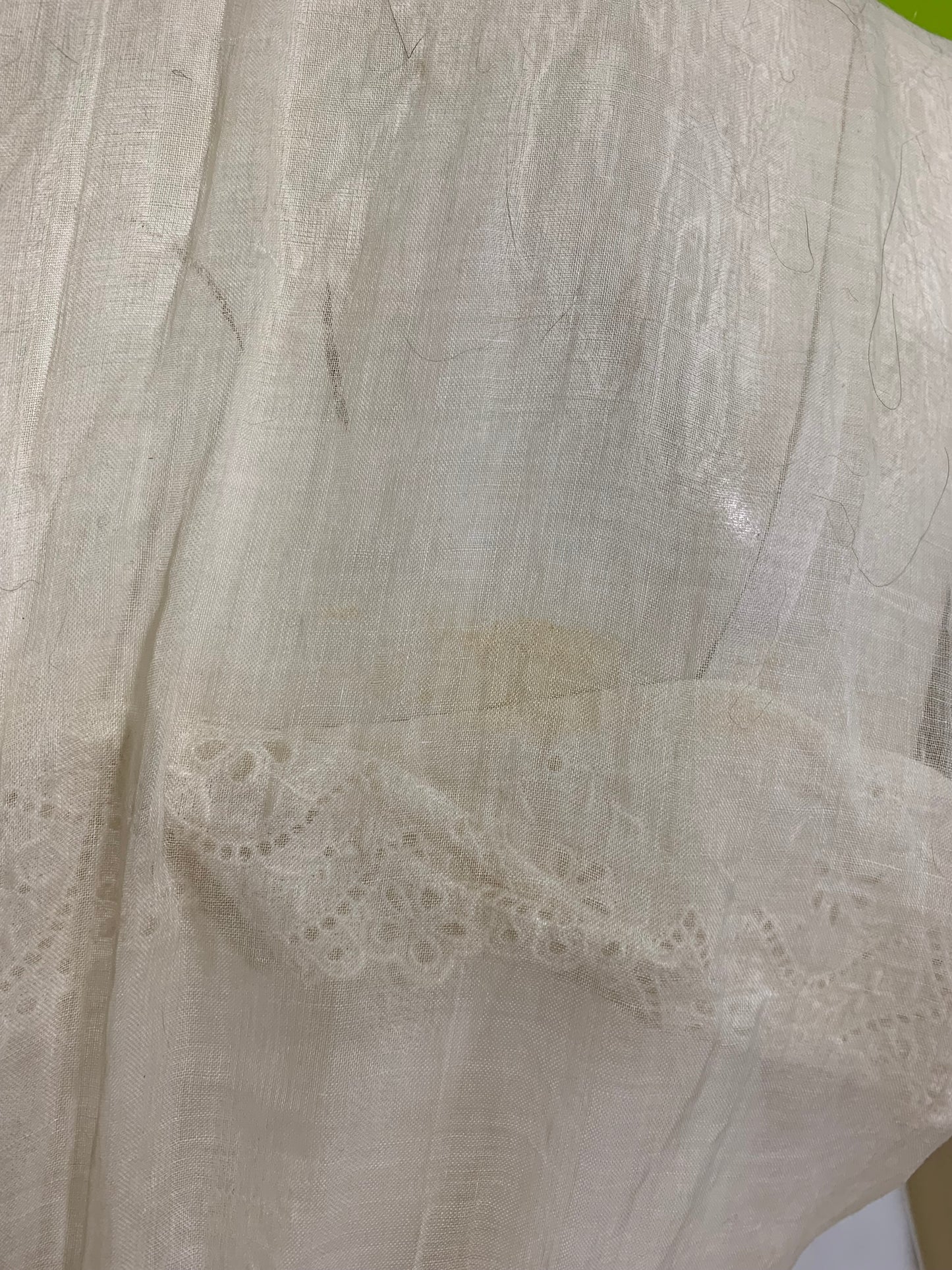 Sheer Off White Party Dress with Faux Pearl Buttons circa 1940s