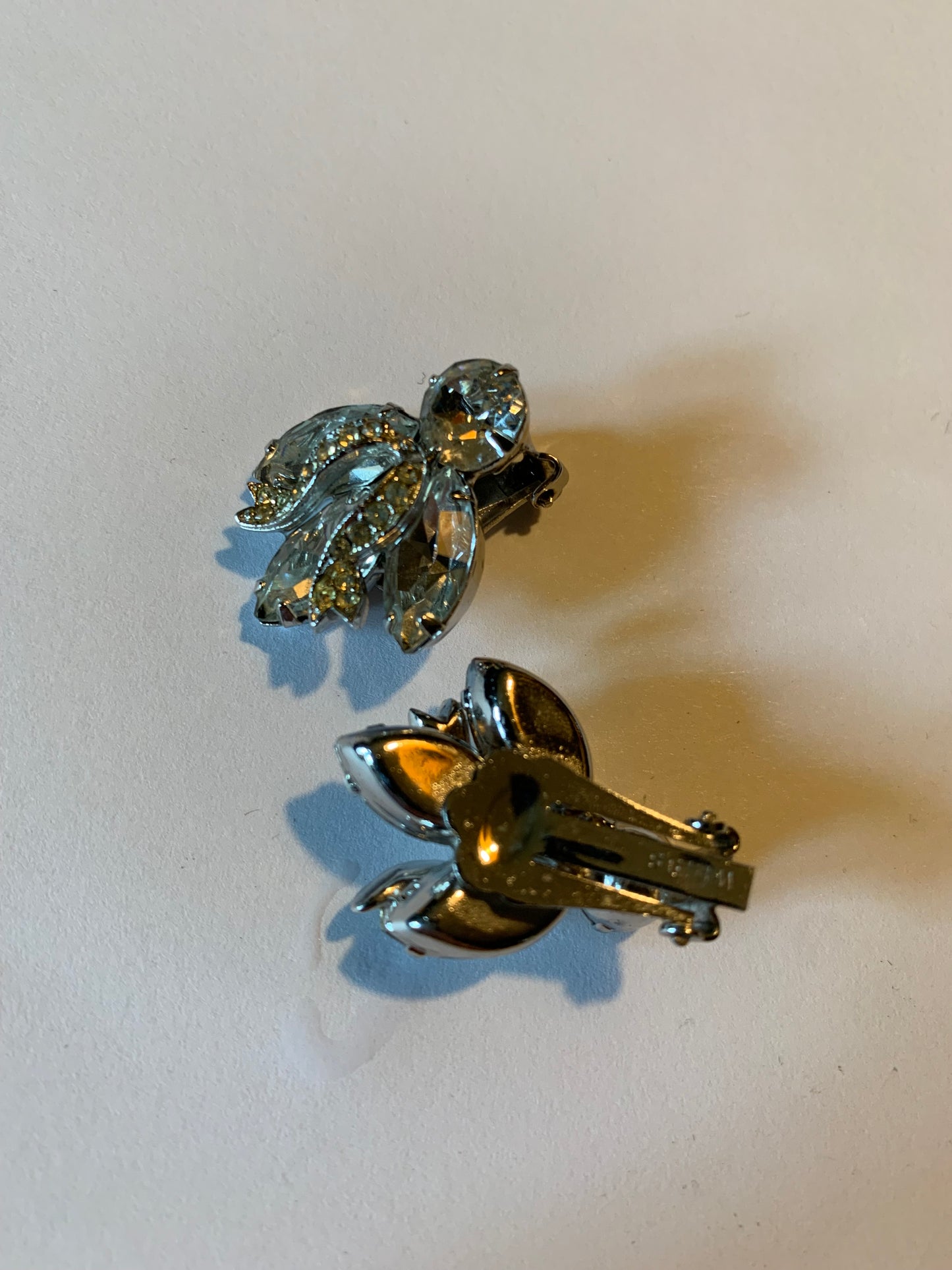 Sparkling Clear Rhinestone Clip Earrings circa 1960s Weiss