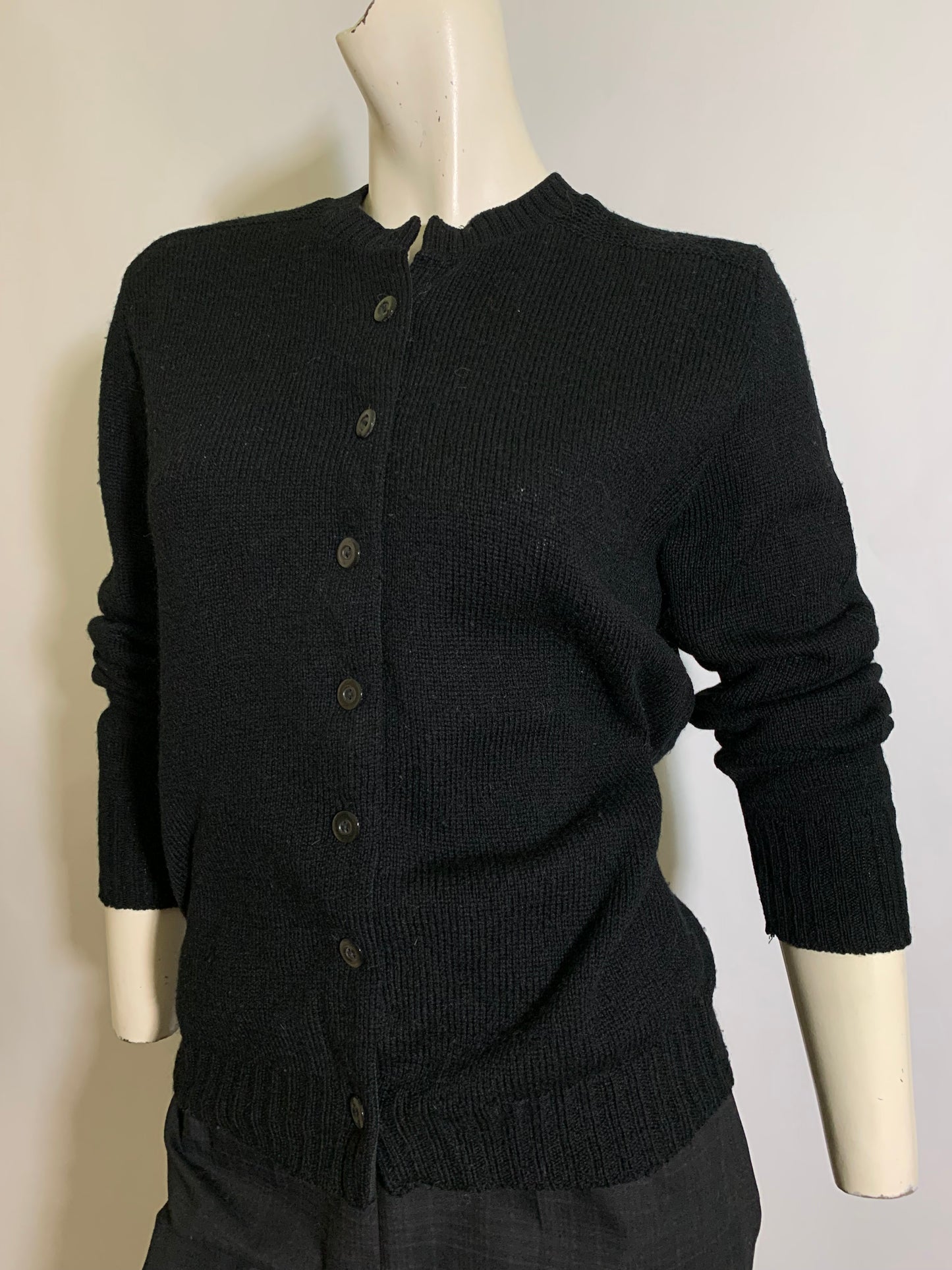 Classic Black Button Front Cardigan circa 1960s