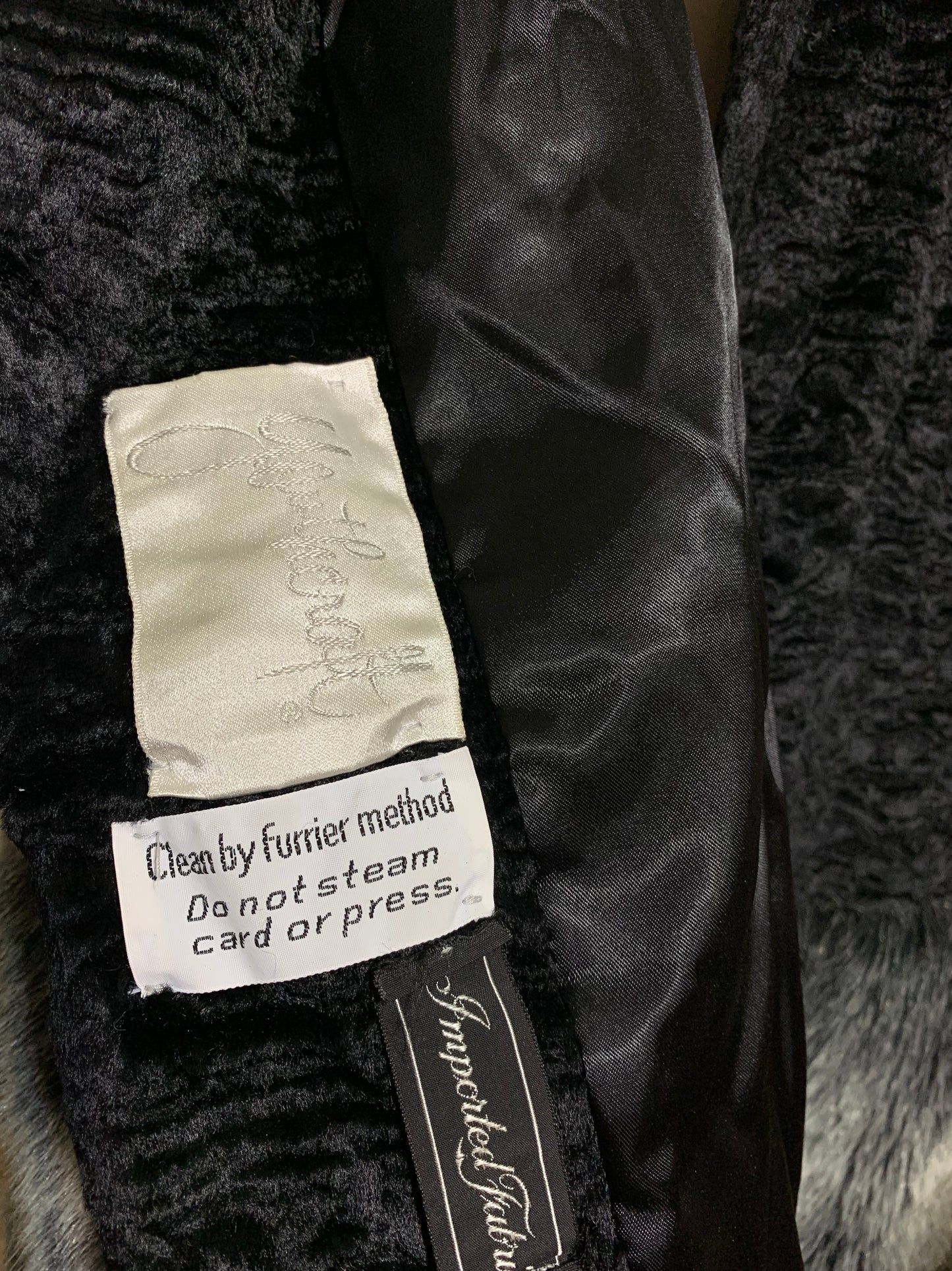 Faux Persian Lamb and Chinchilla "Fur" Coat with Frog Closure circa 1960s