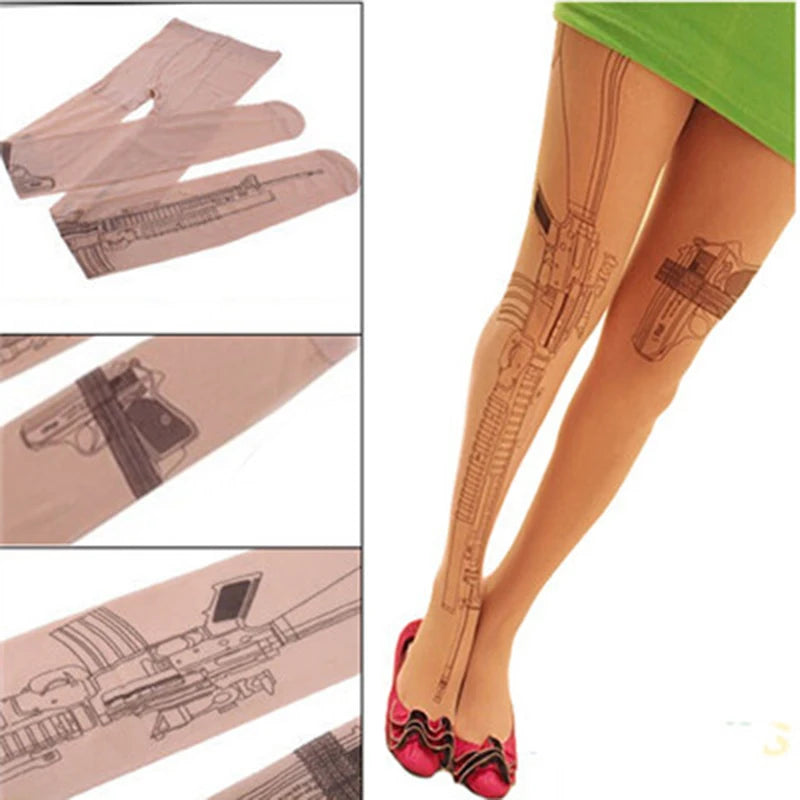 Gunning- the Gun Print Sheer Tights