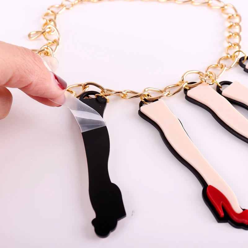Getaway Sticks- the Acrylic Leg Necklace with Red Shoes