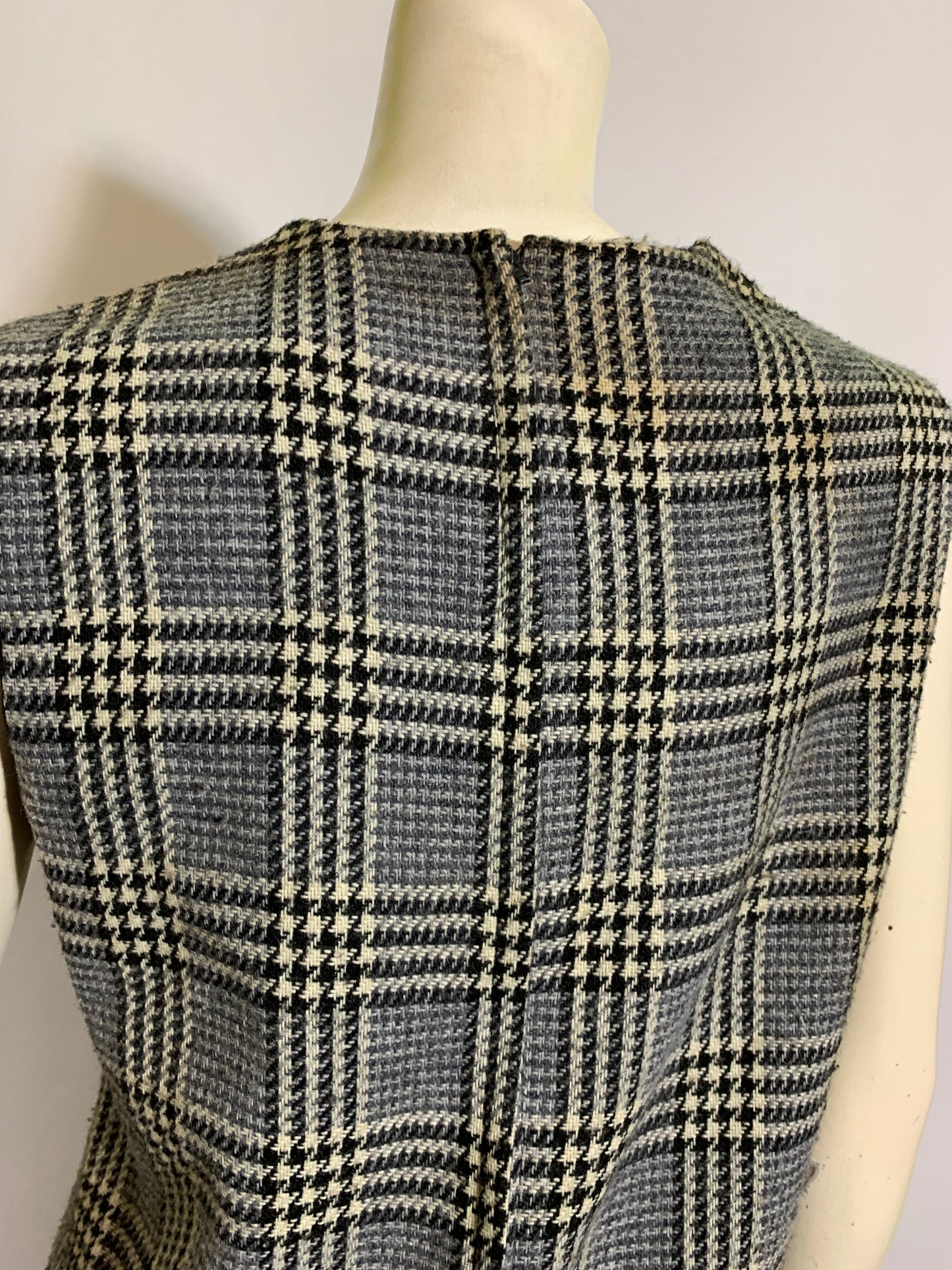 Brown and Black Plaid Wool Sleeveless Scooter Dress circa 1960s