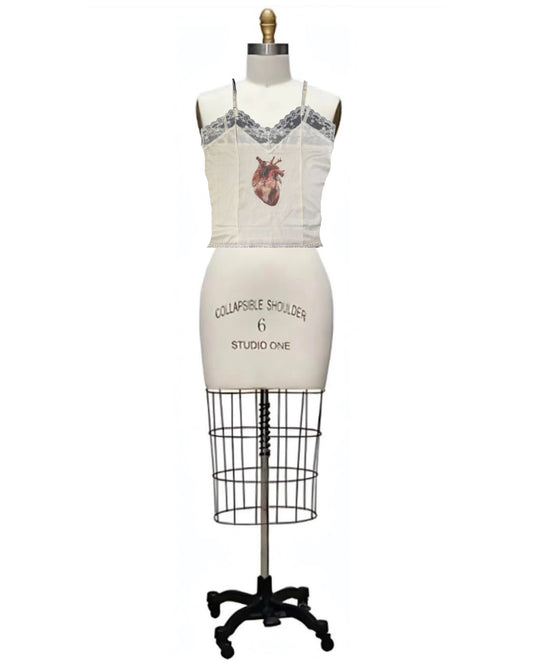 Pumped- the Anatomical Heart Print Vintage Style Camisole