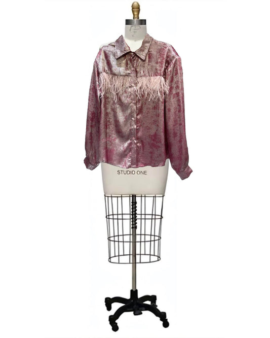 Tailfeather- the Feather Fringed Velvet Blouse 3 Color Ways