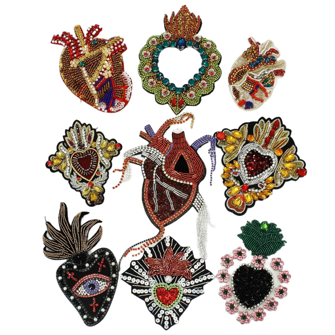 Trim- the Bead and Rhinestone Trimmed Heart Applique Collection 21 Styles