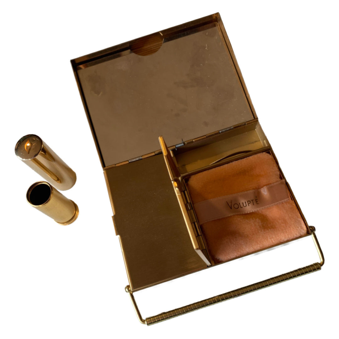 Volupte Compact Carry All in One Black Mini Bag Case circa 1940s