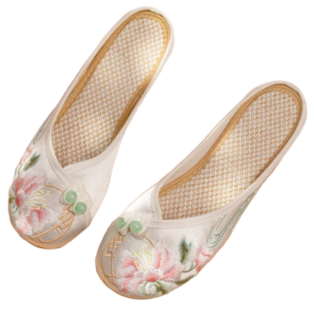 Veowalk Chinese Embroidery Women Soft Cotton Fabric Round Toe Flat ...