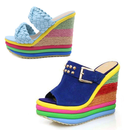 Salvatore 2- the Rainbow Wedge Heeled Shoes 2 Styles