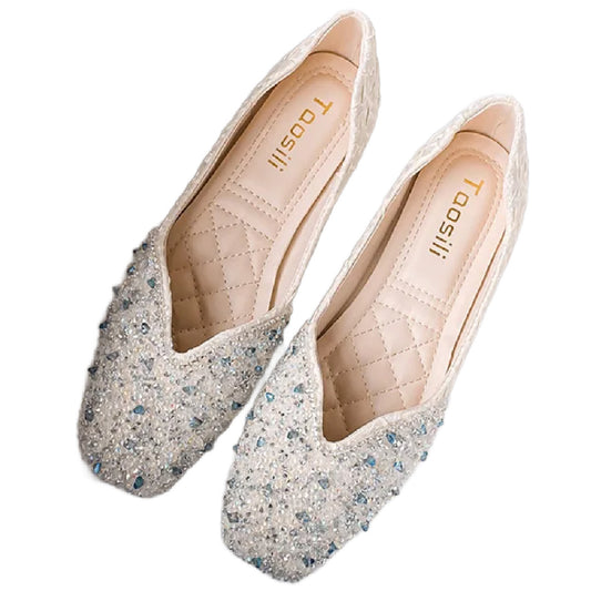 Philomena- the Crystal Covered Squared Toe Dancing Shoes