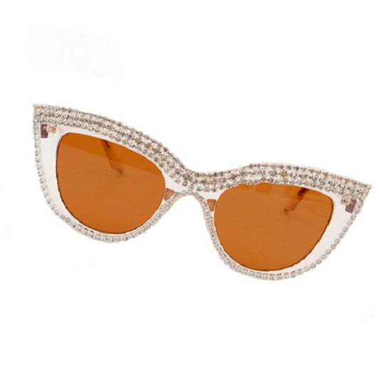 Champers- the Champagne and Rhinestone Cat Eye Sunglasses