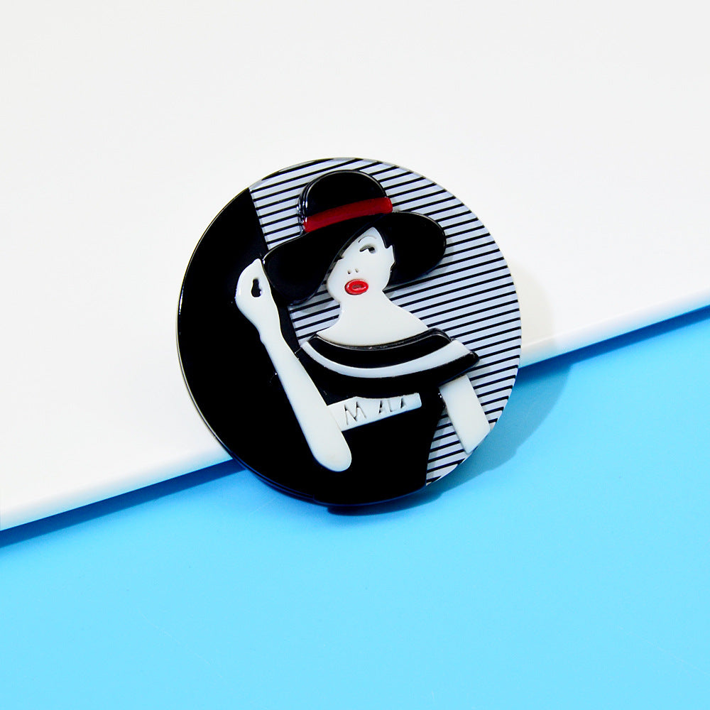 Judy- the Red Lipped Lady Brooch