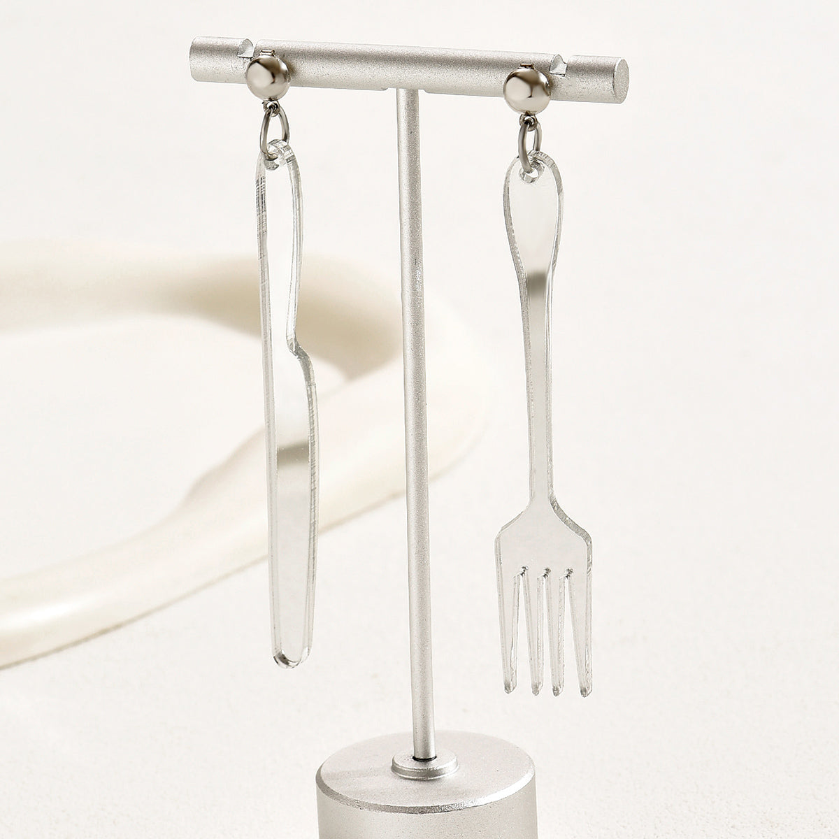 Fork You- the Mirrored Acrylic Dangle Knife and Fork Earrings Set