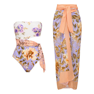 Wrapper- the Pastel Floral Print Wrap Swimsuit and/or Skirt