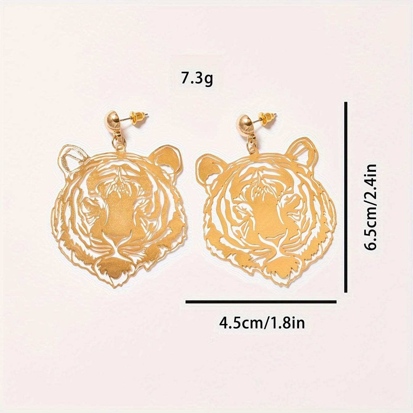 Rawr- the Cut Metal Tiger Face Dangle Earrings 2 Colors