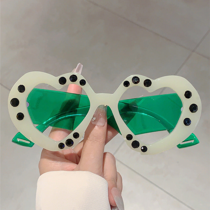 Eye Candy- Dotted Heart Frame Sunglasses 4 Colors