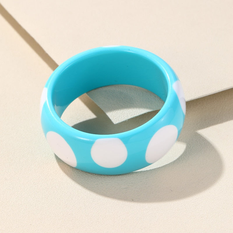 New Made Bakelite Bangle - retailer Juicy Sky Blue with White Marblette Dots Jesse Fowler Original Polished Bakelite Bracelet 7/16