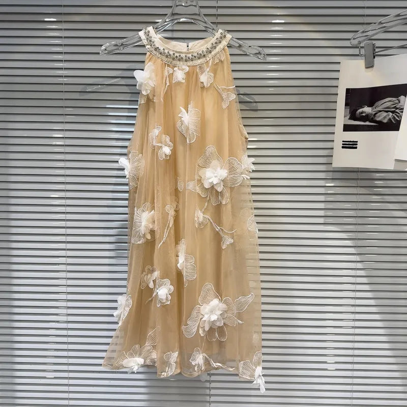 Breeze- the A-Line Chiffon Dress with Flower Petals