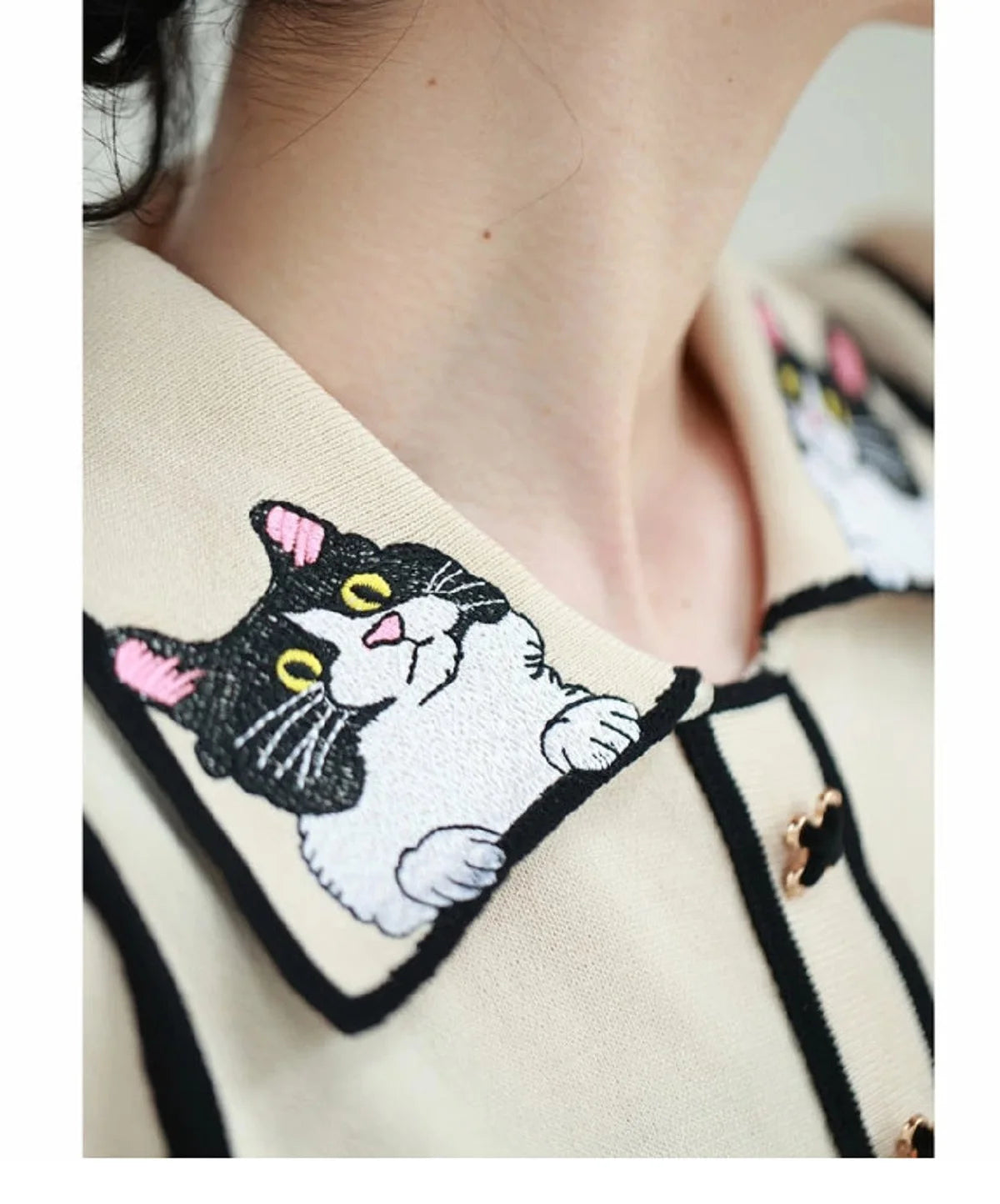 KitKat- the Kitty Collar Knit Short Sleeved Top