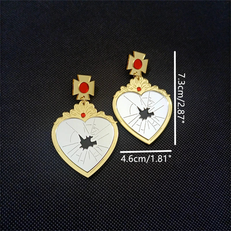 Shattered- the Broken Mirror Heart Dangle Earrings