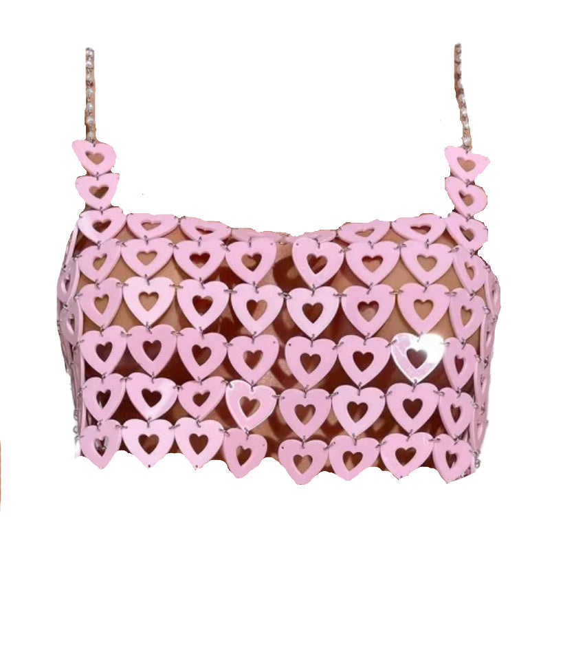 Candy Hearts- the Pink Heart Links Backless Top