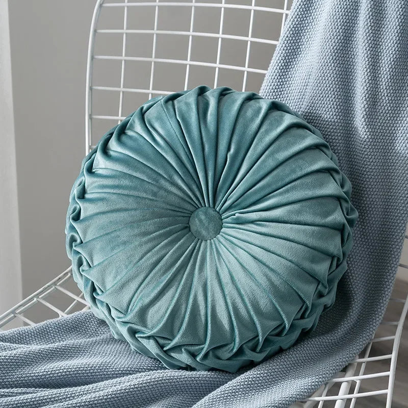 Polly- the Pleated Round Velvet Cushion Collection 5 Colors