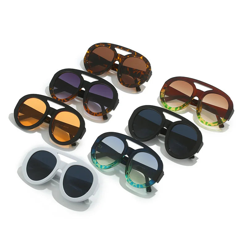 Buggle- the Round Frame Double Bridge Sunglasses 7 Colors