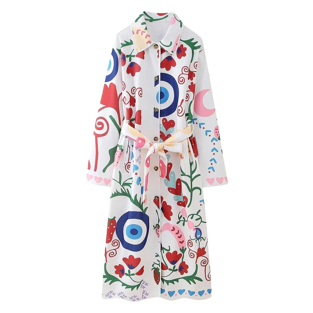 Art Center- the Art Print Belted Coat Dress