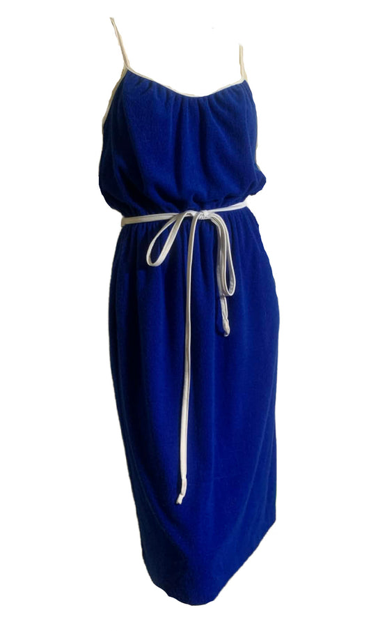 Royal Blue Terry Cloth Summer Swim Dress circa 1980s