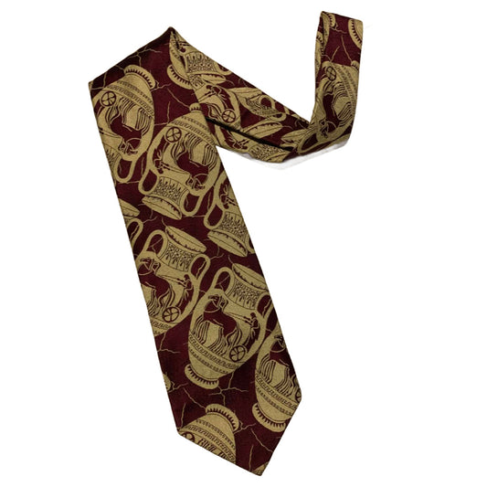Aubergine Roman Pottery Design Men's Tie circa 1970s