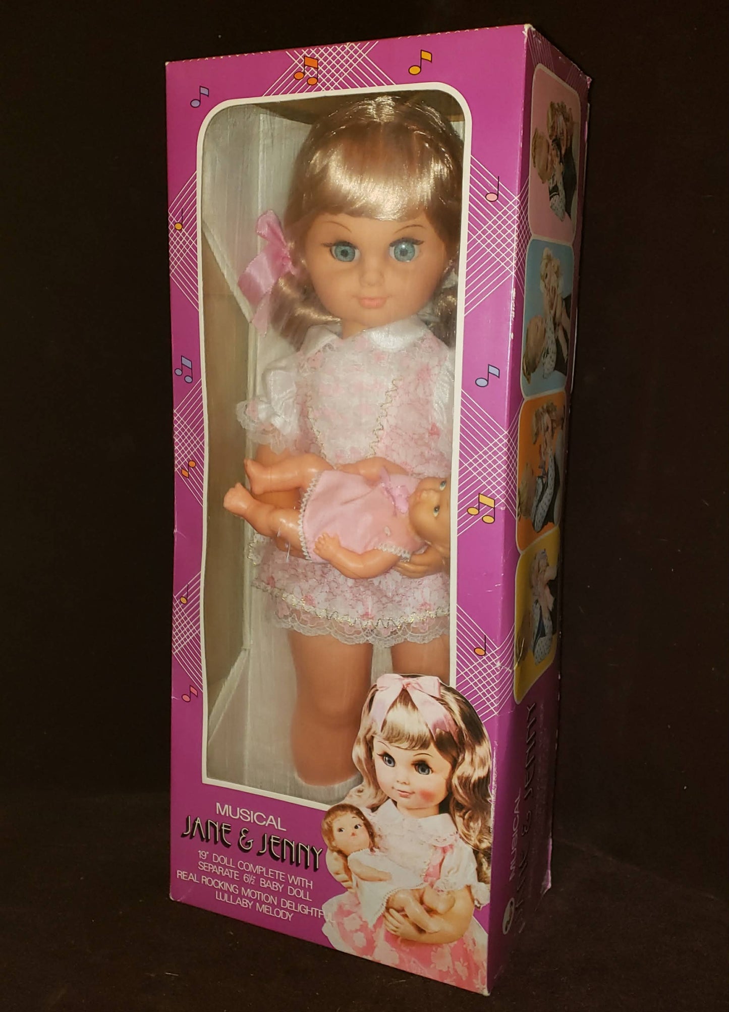 Jane & Jenny Musical Lullaby Rocking Doll Set 1980s