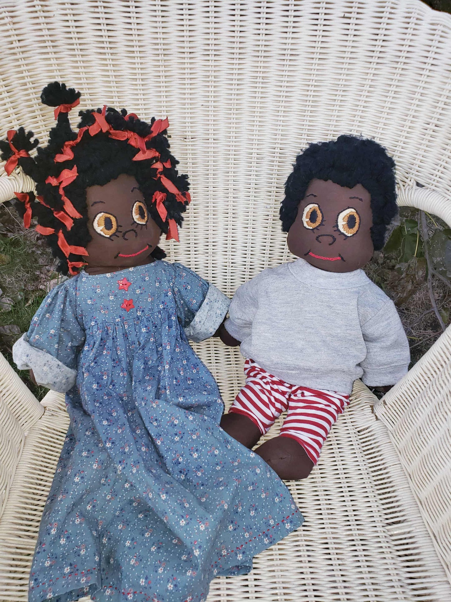 1940s Black Americana Embroidered Stuffed Baby Doll Set