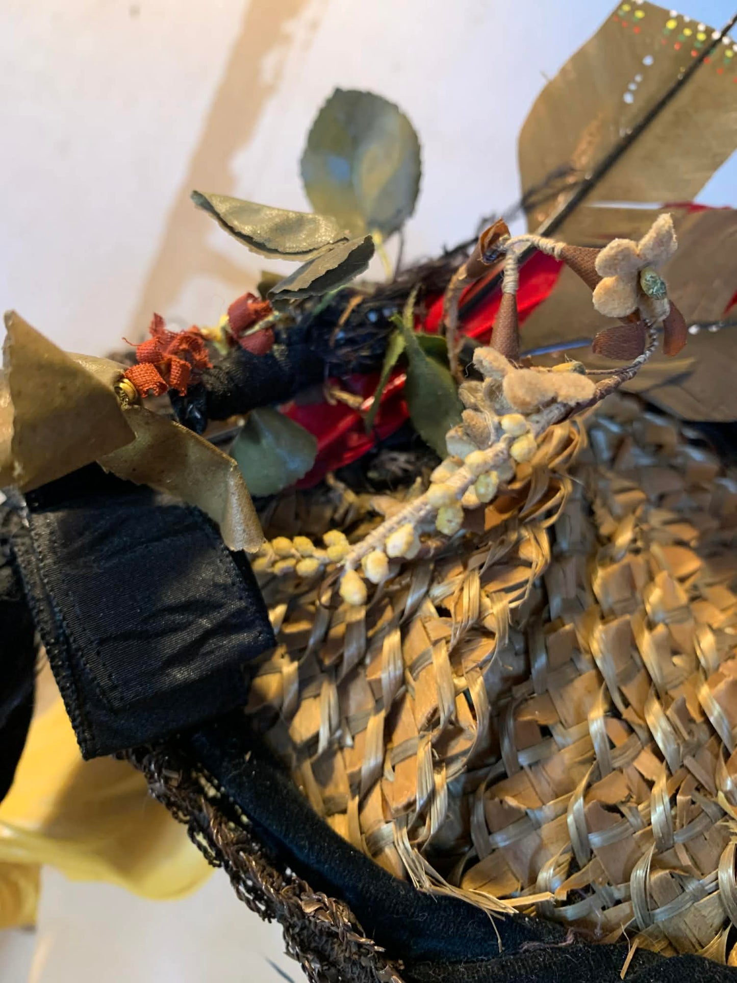 Little Foxes Plumed Straw Peaked Victorian Reimagined Antique Hat