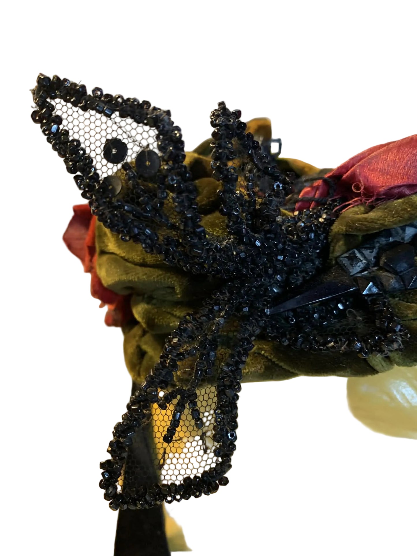 Great Heights Red Feather Topped Velvet Victorian Reimagined Antique Hat