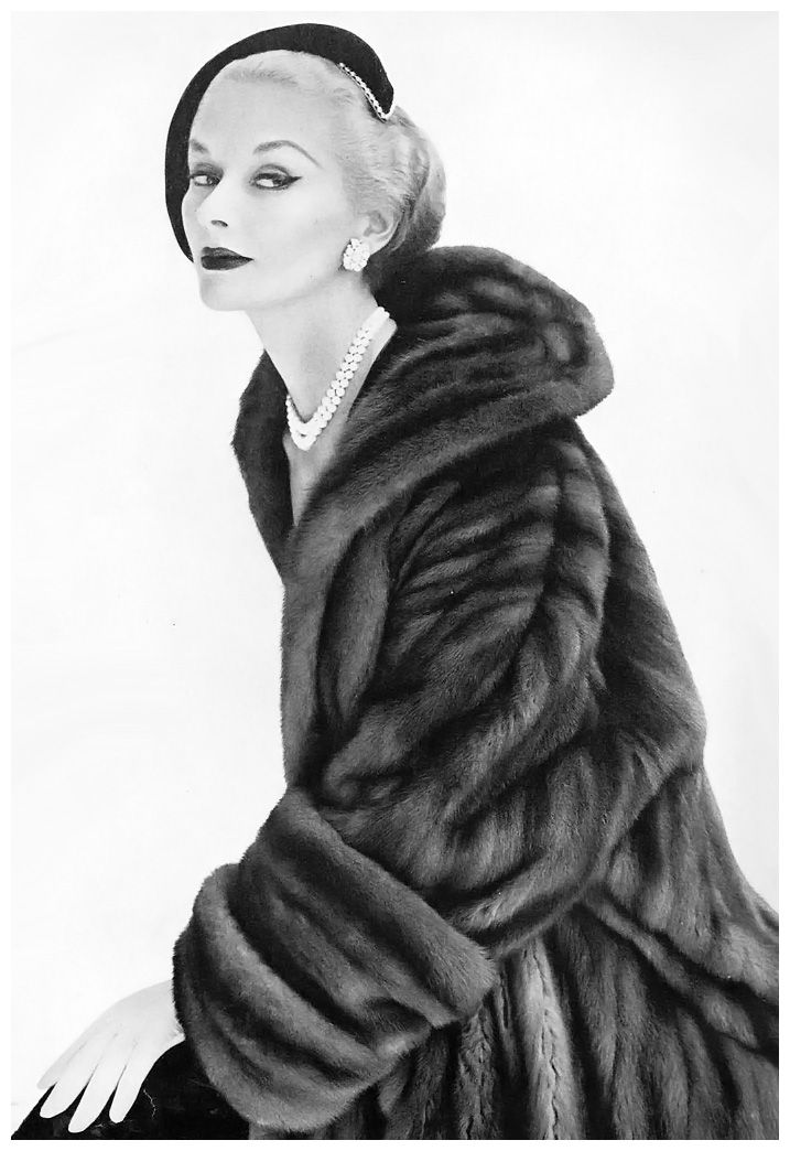 Glossy Fur Wired Cocktail Hat with Velvet and Rhinestones circa 1950s