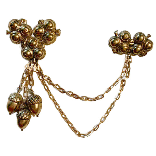 Double Chain Two Piece Acorn Brooch circa 1940s