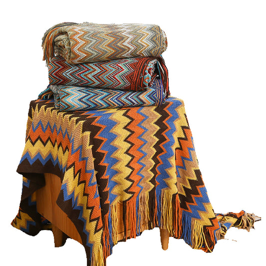 Agfhan- the Zig Zag Weave Fringed Lap Blanket