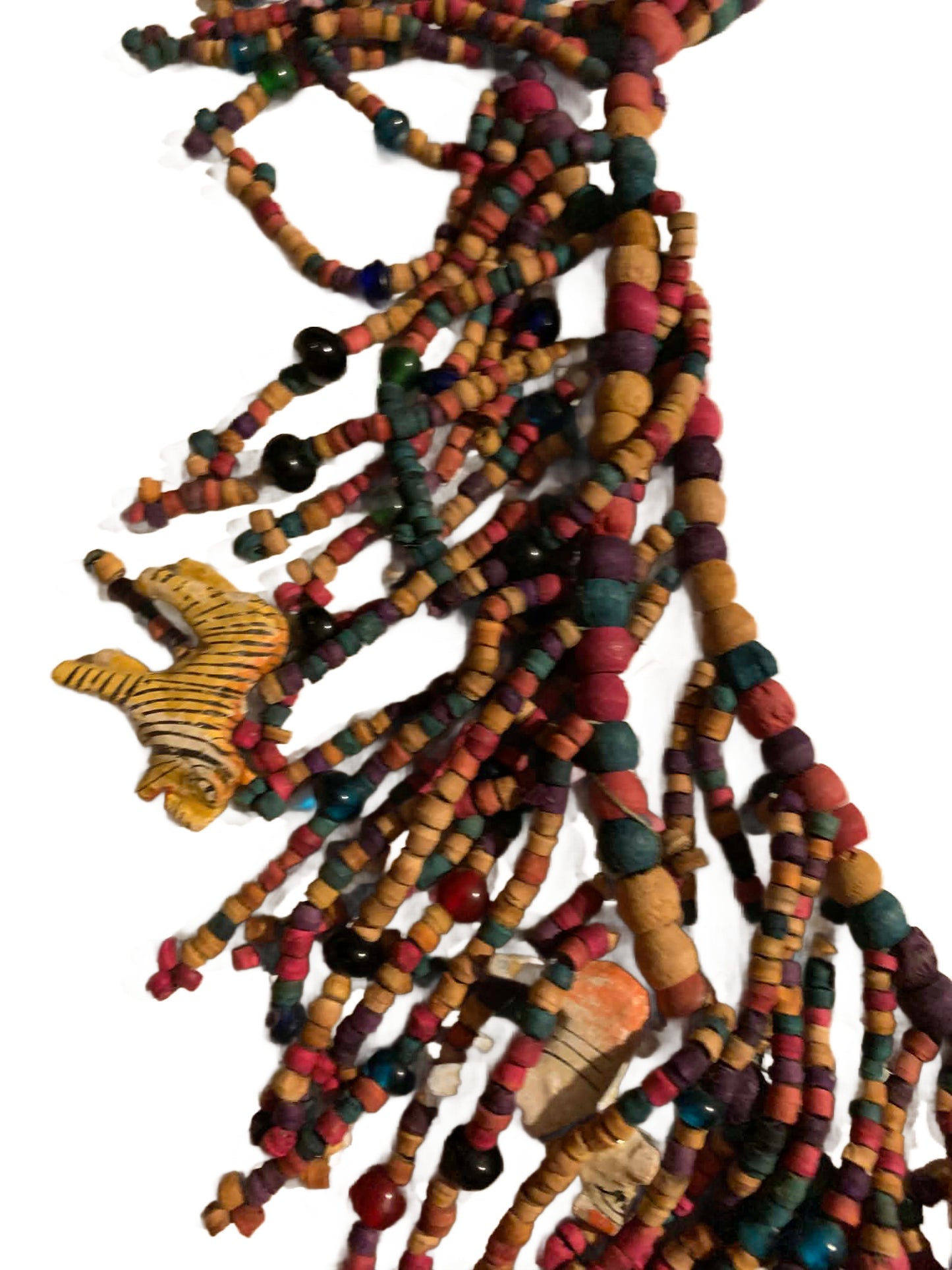 Wooden Animal and Bead Multistrand Necklace or Belt circa 1990s