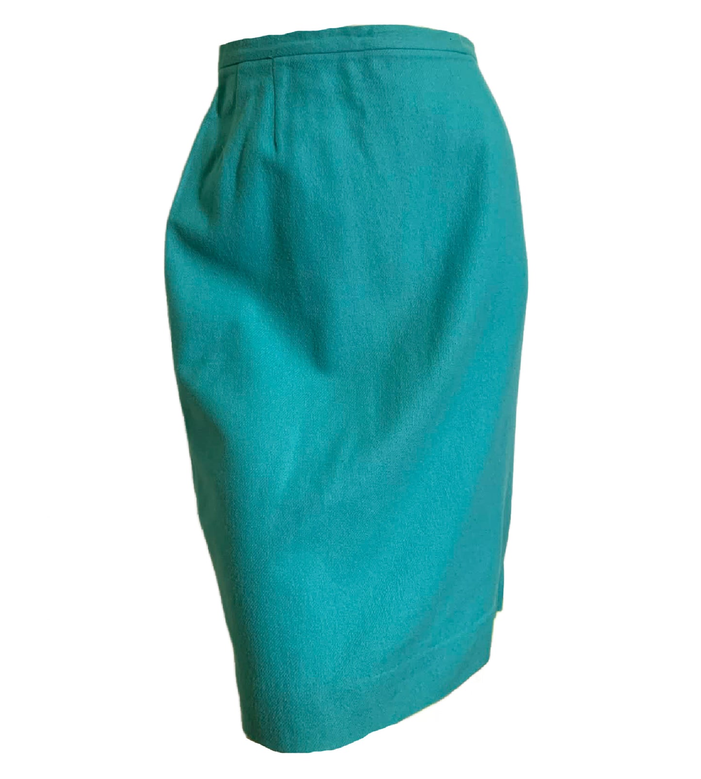 Bright Aqua Blue Wool Pencil Skirt circa 1960s