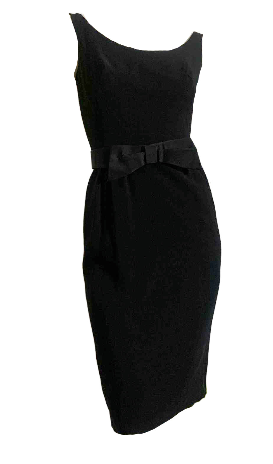 Audrey Hepburn-worthy Little Black Dress with Bow Belt and Low Back circa 1960s Audrey Hepburn-worthy Little Black Dress with Bow Belt and Low Back circa 1960s