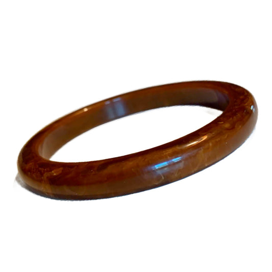 Marbled Cocoa Thin Bakelite Bangle Bracelet circa 1940s