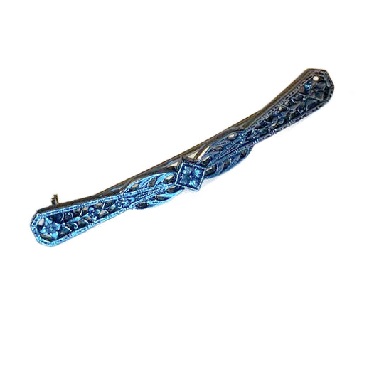 Silver Tone Metal Victorian Style Bar Pin Brooch circa 1960s